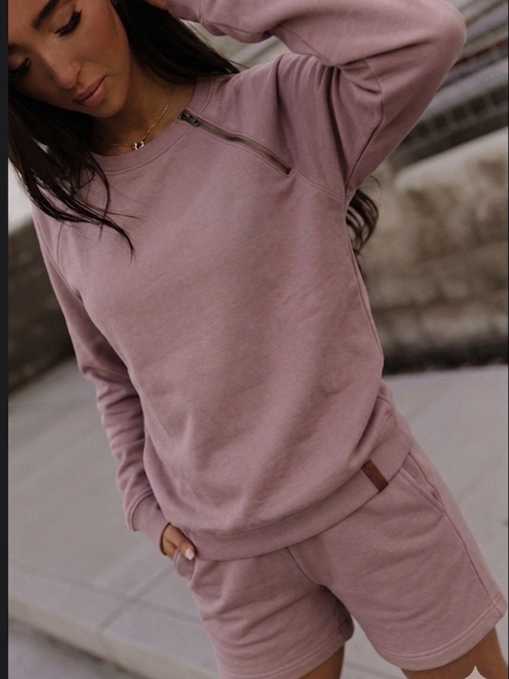 & Ampersand Avenue Women’s Mauve Zip-Accent Sweatshirt - L